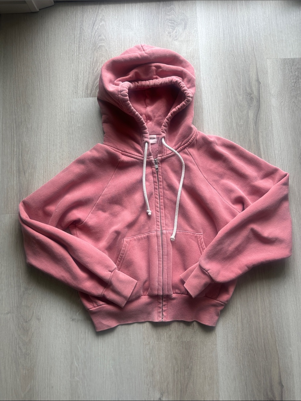 Soft Red Hooded Zip-Up Sweatshirt